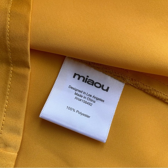 NWT Miaou Ginger Silky Draped Ruched Cowl Sleeveless Mini Dress Mustard Yellow - Picture 12 of 12